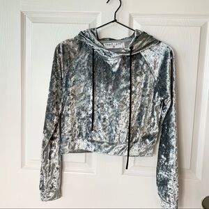Emma & Sam  Velour Hoodie Silver Sz XS